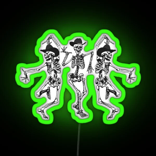 Dancing Skeleton Cowbooys RGB Neon Sign