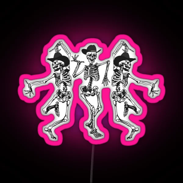 Dancing Skeleton Cowbooys RGB Neon Sign