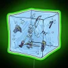 Vibrant RGB neon gelatinous cube decoration for fantasy gaming rooms ambiance.