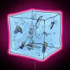 Dazzling Color-Changing Digital Sign Featuring Gelatinous Cube Neon Artwork Design