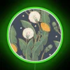 Neon Dandelion Wall Sign Decor with Vibrant Colorful Seamless Design