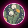 RGB LED Canvas Sign with Dandelion Seamless Pattern Display Design.