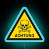 RGB Neon Safety Warning Sign with Yellow Triangle and Black Lettering