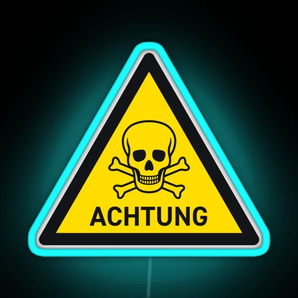 Danger German Safety Warning Sign Triangle With Text Yellow RGB Neon Sign