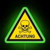 Neon Yellow Safety Warning Sign with Black Triangular Shape Design