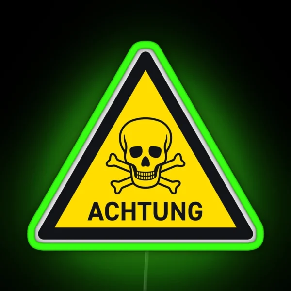 Danger German Safety Warning Sign Triangle With Text Yellow RGB Neon Sign