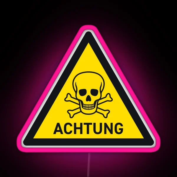 Danger German Safety Warning Sign Triangle With Text Yellow RGB Neon Sign