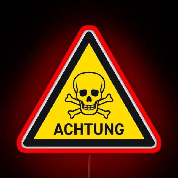 Danger German Safety Warning Sign Triangle With Text Yellow RGB Neon Sign