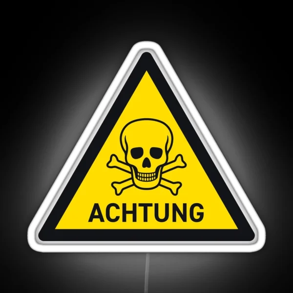 Danger German Safety Warning Sign Triangle With Text Yellow RGB Neon Sign