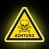 Warning: Potential Hazard Ahead, Caution Sign, Illuminated Yellow Background.