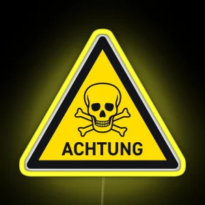 Danger German Safety Warning Sign Triangle With Text Yellow RGB Neon Sign