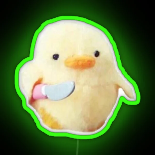 Dangerous Duck With Knife RGB Neon Sign