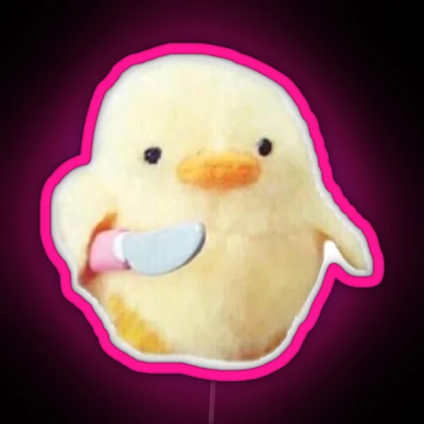 Dangerous Duck With Knife RGB Neon Sign