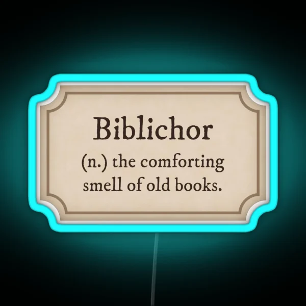 Dark Academia Biblichor Definition RGB Neon Sign