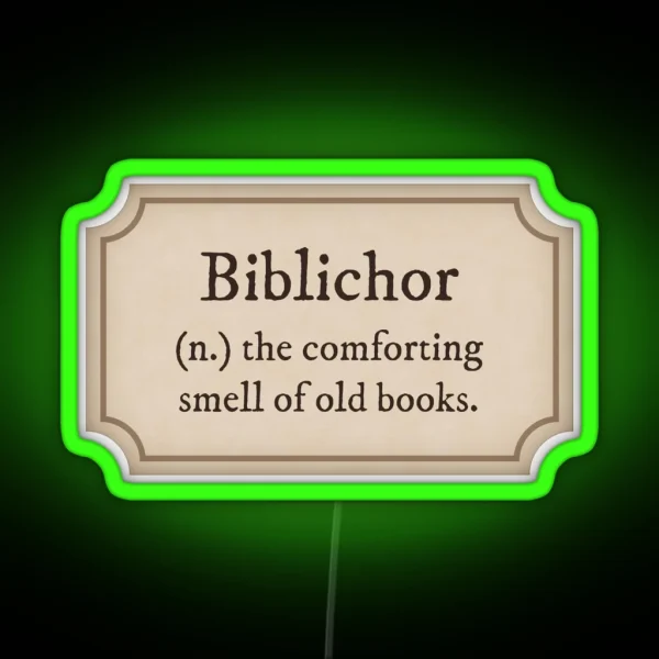 Dark Academia Biblichor Definition RGB Neon Sign