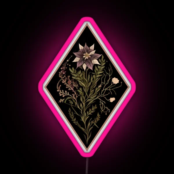 Dark Academia Diamond Flower RGB Neon Sign