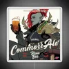 Neon-lit sign of Dark Eldar Brewing's vibrant ComorrAle logo