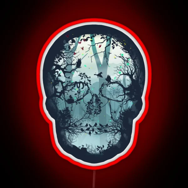 Dark Forest Skull RGB Neon Sign