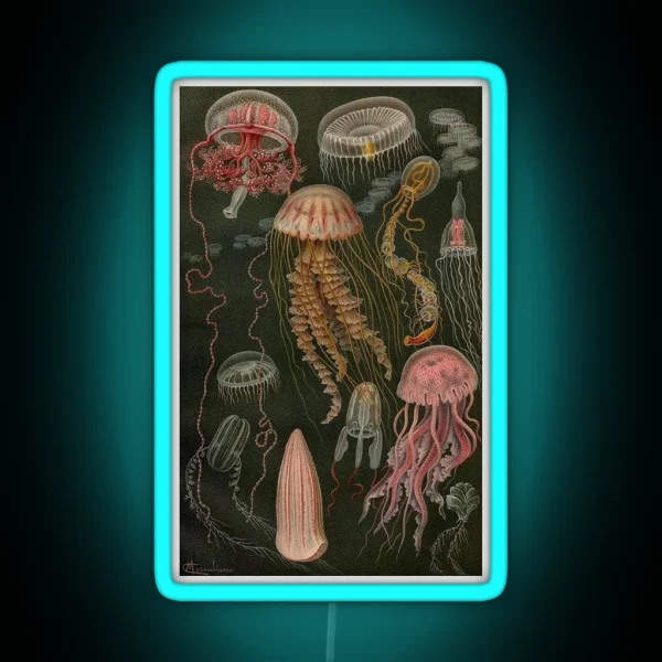 Dark Jellyfish Poster RGB Neon Sign