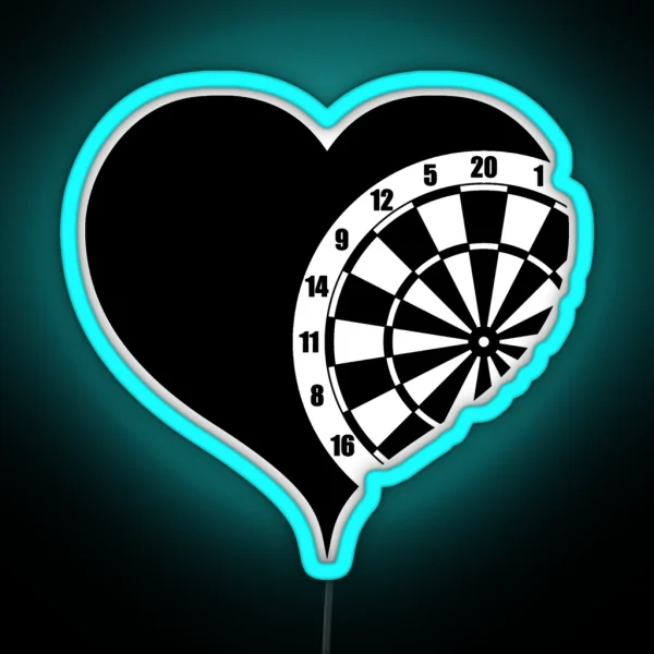 Dartboard With Heart Darts RGB Neon Sign