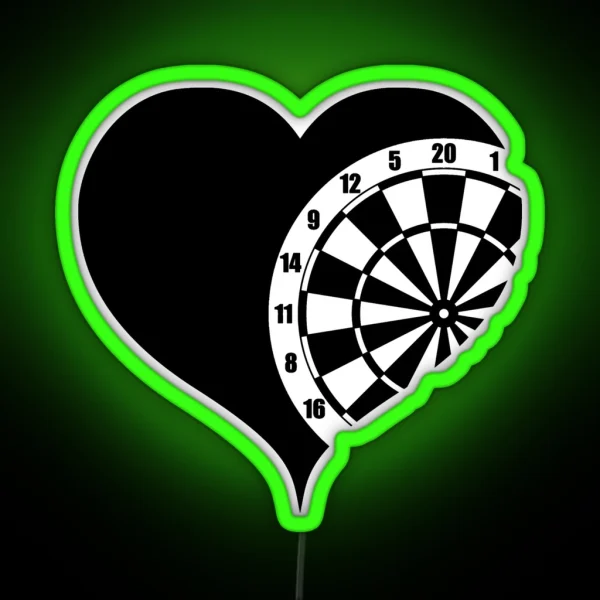 Dartboard With Heart Darts RGB Neon Sign