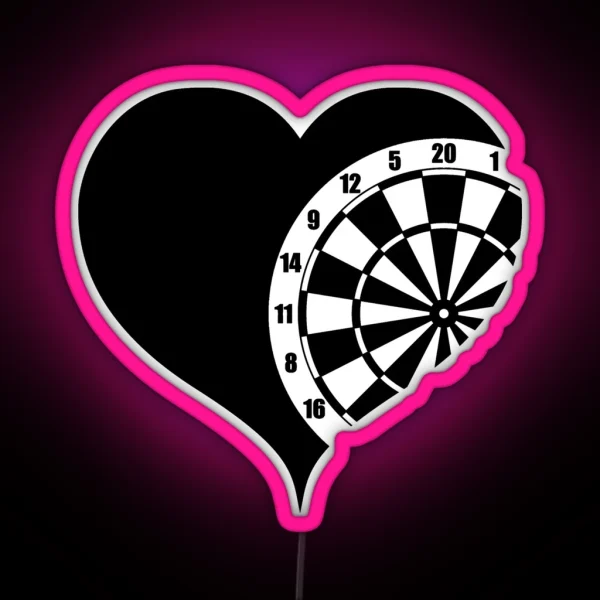 Dartboard With Heart Darts RGB Neon Sign