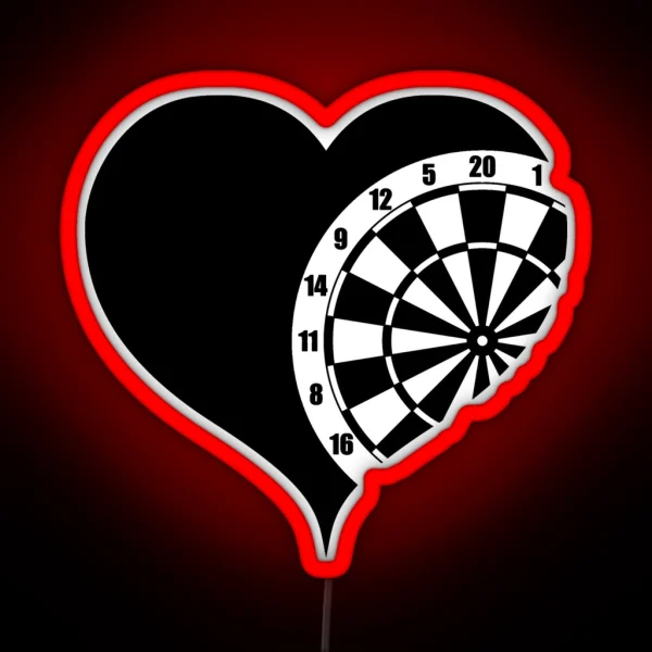 Dartboard With Heart Darts RGB Neon Sign