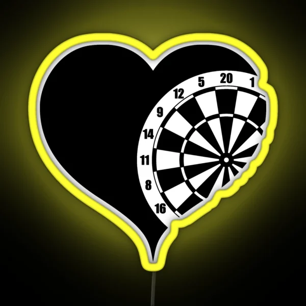 Dartboard With Heart Darts RGB Neon Sign