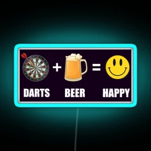 Darts And Beer Make Me Happy Funny Darts Player RGB Neon Sign