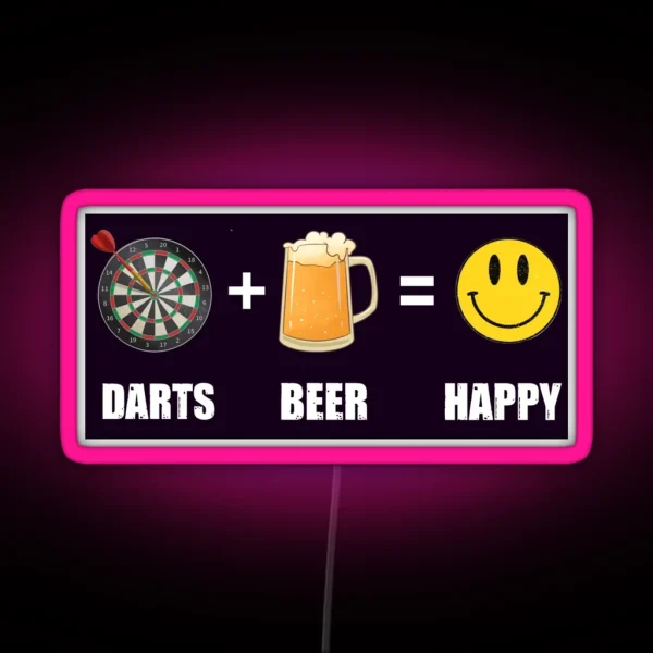 Darts And Beer Make Me Happy Funny Darts Player RGB Neon Sign
