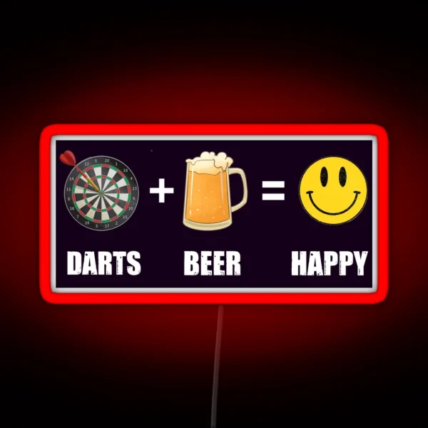 Darts And Beer Make Me Happy Funny Darts Player RGB Neon Sign