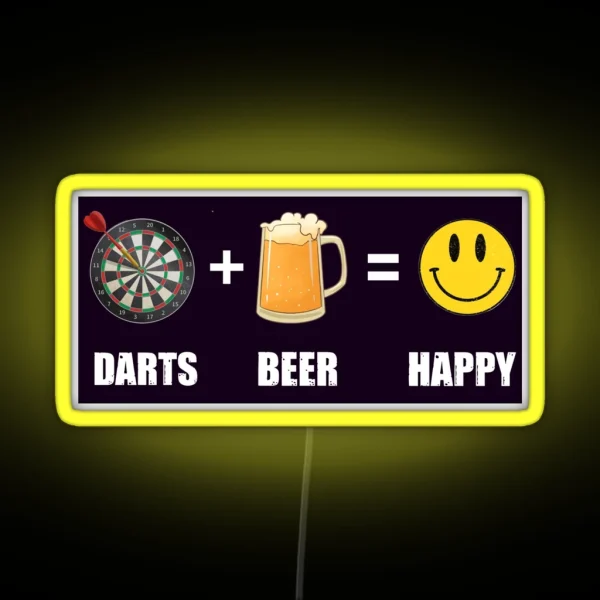 Darts And Beer Make Me Happy Funny Darts Player RGB Neon Sign