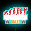 Evolution of Darts Sport Illuminated with Colorful RGB Neon Lighting