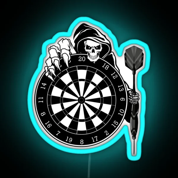 Darts Grim Reaper Skeleton RGB Neon Sign