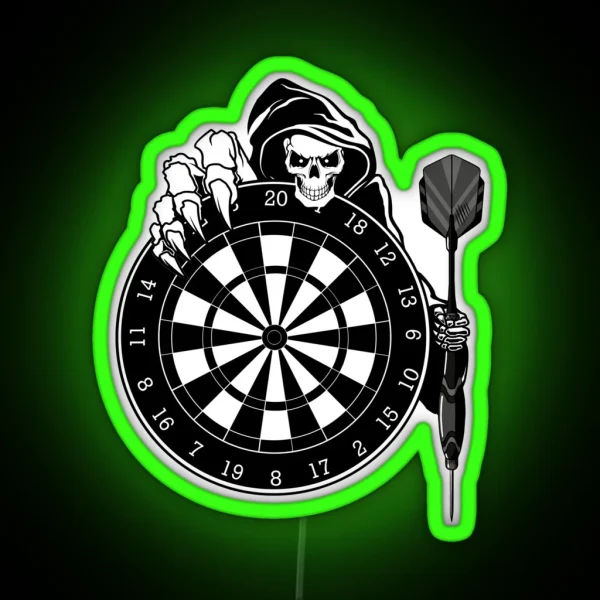 Darts Grim Reaper Skeleton RGB Neon Sign