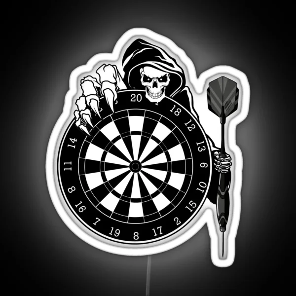 Darts Grim Reaper Skeleton RGB Neon Sign