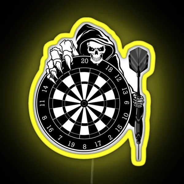 Darts Grim Reaper Skeleton RGB Neon Sign