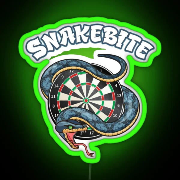 Darts Snakebite Dartboard Snake RGB Neon Sign