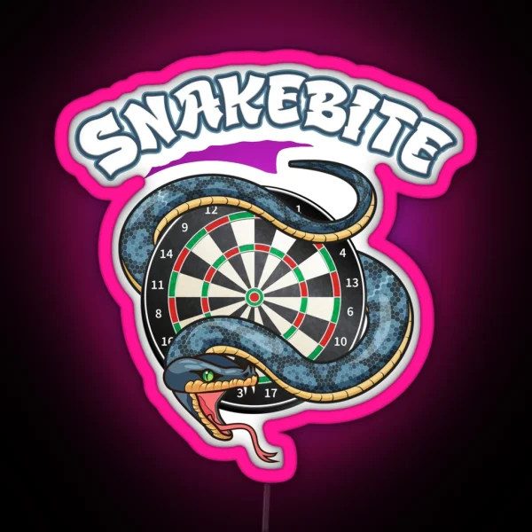 Darts Snakebite Dartboard Snake RGB Neon Sign