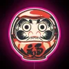 Dynamic colorful Daruma lucky cat RGB neon sign display