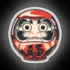 Vibrant Daruma-inspired neon sign with customizable RGB color options available.
