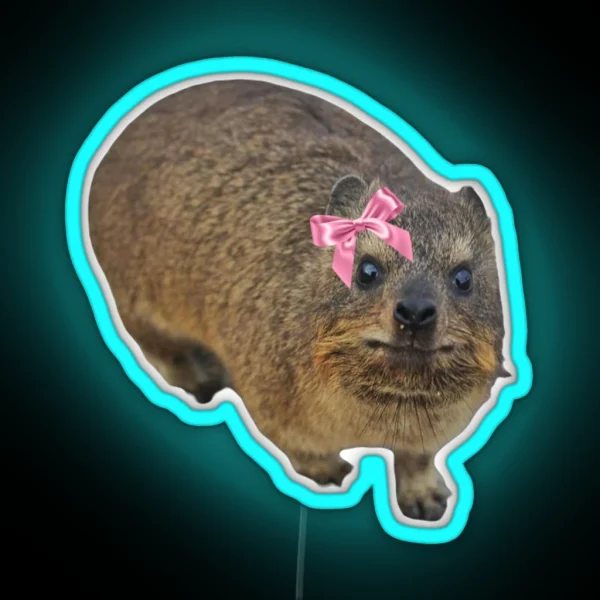 Dassie Hyrax Wearing Bow RGB Neon Sign