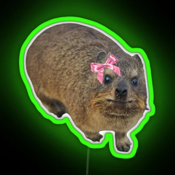 Dassie Hyrax Wearing Bow RGB Neon Sign