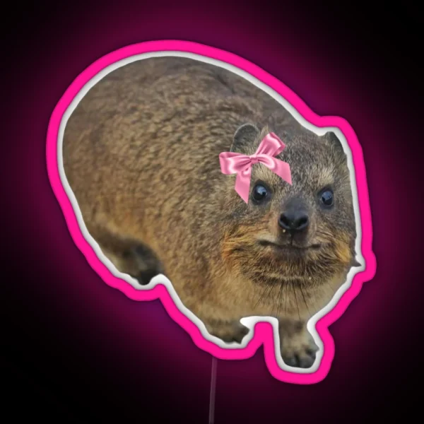 Dassie Hyrax Wearing Bow RGB Neon Sign