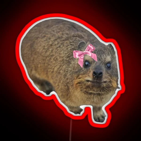 Dassie Hyrax Wearing Bow RGB Neon Sign