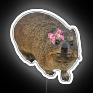 Dassie Hyrax Wearing Bow RGB Neon Sign