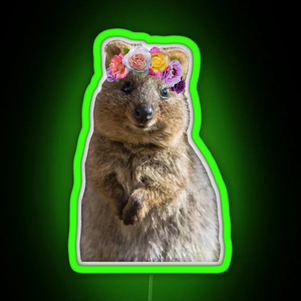 Dassie Wearing Rainbow Flower Crown RGB Neon Sign