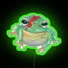 David Bowie Inspired Neon Art Print with Rainbow Color Accent Frog