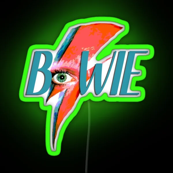 David Bowie Lightning Pop Art RGB Neon Sign