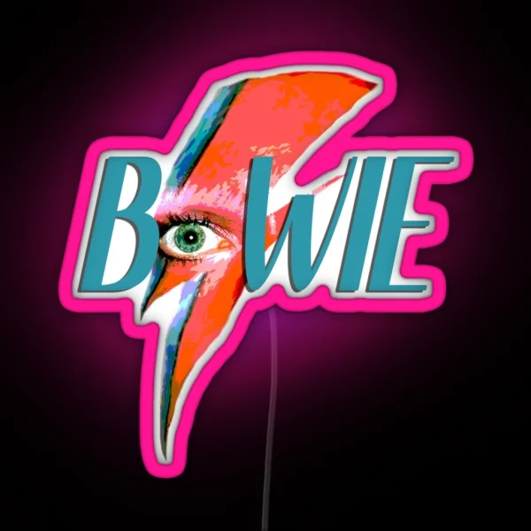 David Bowie Lightning Pop Art RGB Neon Sign